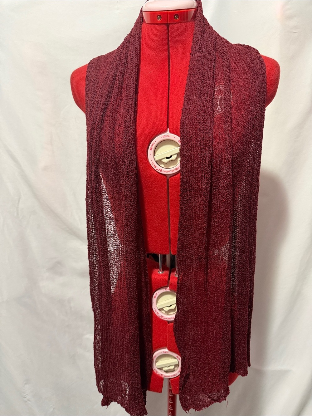 Sheer Open-Knit Burgundy Scarf Wrap - Women Accessories